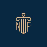 NF initial for law firm logo, lawyer logo with pillar vector
