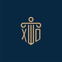 xo inicial para logotipo de bufete de abogados, logotipo de abogado con pilar vector