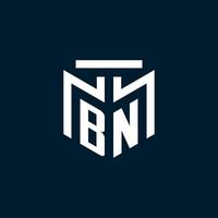 BN monogram initial logo with abstract geometric style design vector