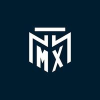 logotipo inicial del monograma mx con diseño de estilo geométrico abstracto vector