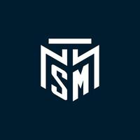 SM monogram initial logo with abstract geometric style design vector