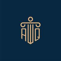 inicial aq para el logotipo del bufete de abogados, logotipo de abogado con pilar vector