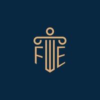 fe inicial para el logotipo del bufete de abogados, logotipo de abogado con pilar vector