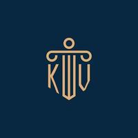 kv inicial para logotipo de bufete de abogados, logotipo de abogado con pilar vector