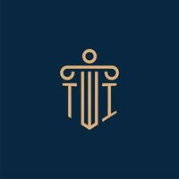 TI initial for law firm logo, lawyer logo with pillar vector