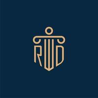 rd inicial para el logotipo de la firma de abogados, logotipo de abogado con pilar vector