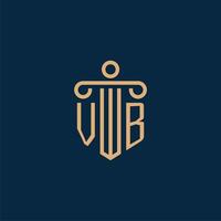 vb inicial para el logotipo del bufete de abogados, logotipo de abogado con pilar vector