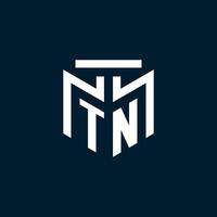 logotipo inicial del monograma tn con diseño de estilo geométrico abstracto vector