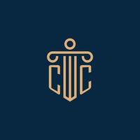 cc inicial para logotipo de bufete de abogados, logotipo de abogado con pilar vector
