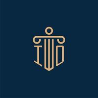 IO initial for law firm logo, lawyer logo with pillar vector