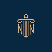 NN initial for law firm logo, lawyer logo with pillar vector