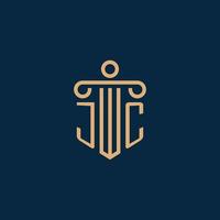 inicial de jc para el logotipo del bufete de abogados, logotipo de abogado con pilar vector