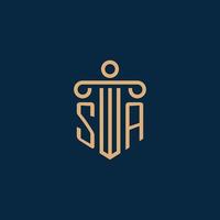 SA initial for law firm logo, lawyer logo with pillar vector