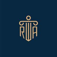 ra inicial para el logotipo del bufete de abogados, logotipo de abogado con pilar vector