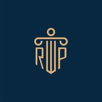 inicial de rp para el logotipo del bufete de abogados, logotipo de abogado con pilar vector