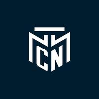 CN monogram initial logo with abstract geometric style design vector
