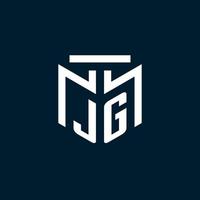 JG monogram initial logo with abstract geometric style design vector