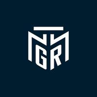 GR monogram initial logo with abstract geometric style design vector