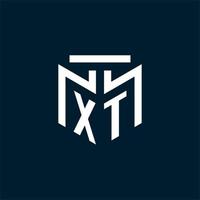 XT monogram initial logo with abstract geometric style design vector