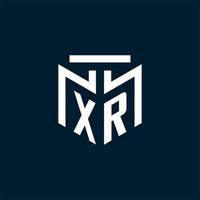 XR monogram initial logo with abstract geometric style design vector