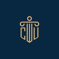 CU initial for law firm logo, lawyer logo with pillar vector