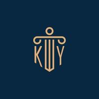 KY initial for law firm logo, lawyer logo with pillar vector