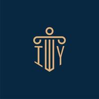 IY initial for law firm logo, lawyer logo with pillar vector