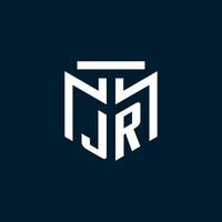 JR monogram initial logo with abstract geometric style design vector