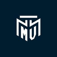 MV monogram initial logo with abstract geometric style design vector