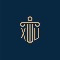 xu inicial para el logotipo del bufete de abogados, logotipo de abogado con pilar vector