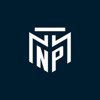 NP monogram initial logo with abstract geometric style design vector