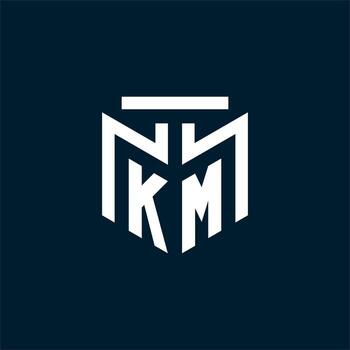KM monogram initial logo with abstract geometric style design vector