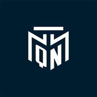 QN monogram initial logo with abstract geometric style design vector