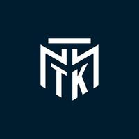 TK monogram initial logo with abstract geometric style design vector