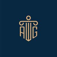 ag inicial para el logotipo del bufete de abogados, logotipo de abogado con pilar vector