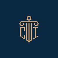 CI initial for law firm logo, lawyer logo with pillar vector