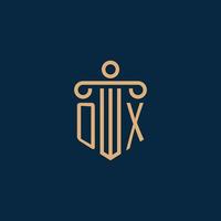 OX initial for law firm logo, lawyer logo with pillar vector
