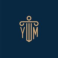 YM initial for law firm logo, lawyer logo with pillar vector