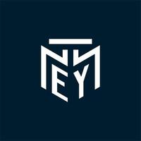 logotipo inicial del monograma ey con diseño de estilo geométrico abstracto vector