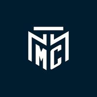 MC monogram initial logo with abstract geometric style design vector