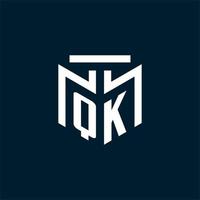 QK monogram initial logo with abstract geometric style design vector