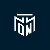 OW monogram initial logo with abstract geometric style design vector