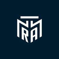 RA monogram initial logo with abstract geometric style design vector
