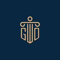 GO initial for law firm logo, lawyer logo with pillar vector