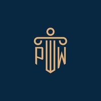 PW initial for law firm logo, lawyer logo with pillar vector