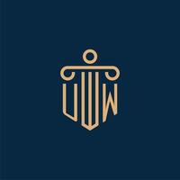 UW initial for law firm logo, lawyer logo with pillar vector