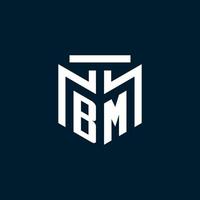 BM monogram initial logo with abstract geometric style design vector