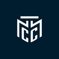 CC monogram initial logo with abstract geometric style design vector