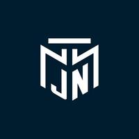 logotipo inicial del monograma jn con diseño de estilo geométrico abstracto vector