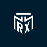 RX monogram initial logo with abstract geometric style design vector